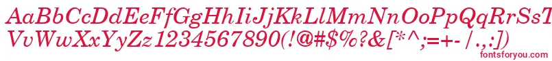 NewYearbookItalic-fontti – punaiset fontit valkoisella taustalla