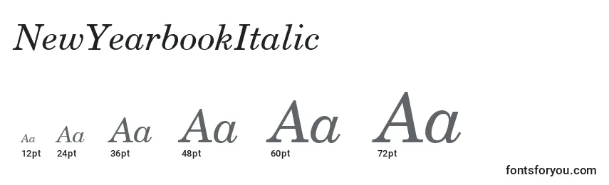 Größen der Schriftart NewYearbookItalic