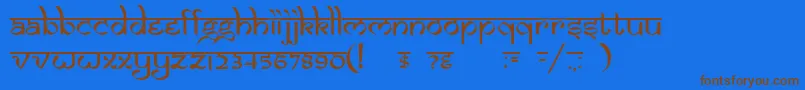 DsIzmirNormal-Schriftart – Braune Schriften auf blauem Hintergrund
