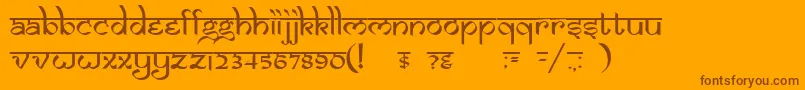 DsIzmirNormal-Schriftart – Braune Schriften auf orangefarbenem Hintergrund