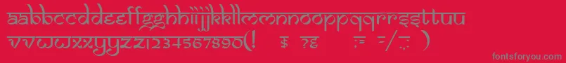 DsIzmirNormal-fontti – harmaat kirjasimet punaisella taustalla