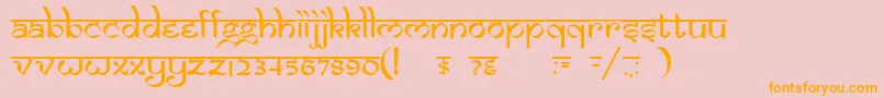 DsIzmirNormal-Schriftart – Orangefarbene Schriften auf rosa Hintergrund