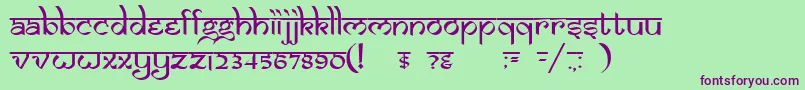Шрифт DsIzmirNormal – фиолетовые шрифты на зелёном фоне