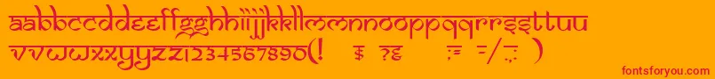 フォントDsIzmirNormal – オレンジの背景に赤い文字
