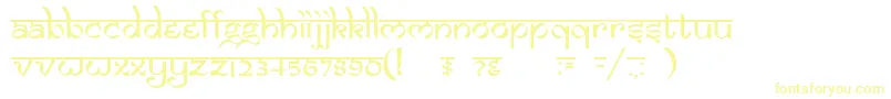 フォントDsIzmirNormal – 白い背景に黄色の文字