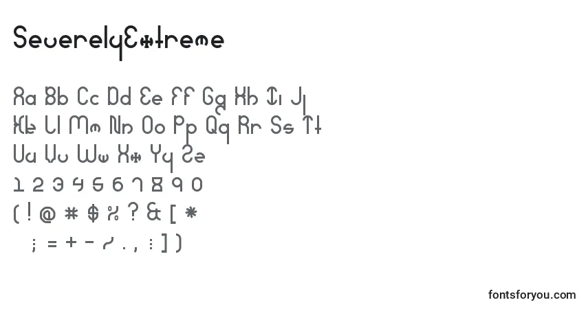 Schriftart SeverelyExtreme – Alphabet, Zahlen, spezielle Symbole