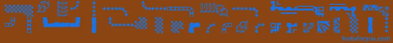 Ezborder-Schriftart – Blaue Schriften auf braunem Hintergrund
