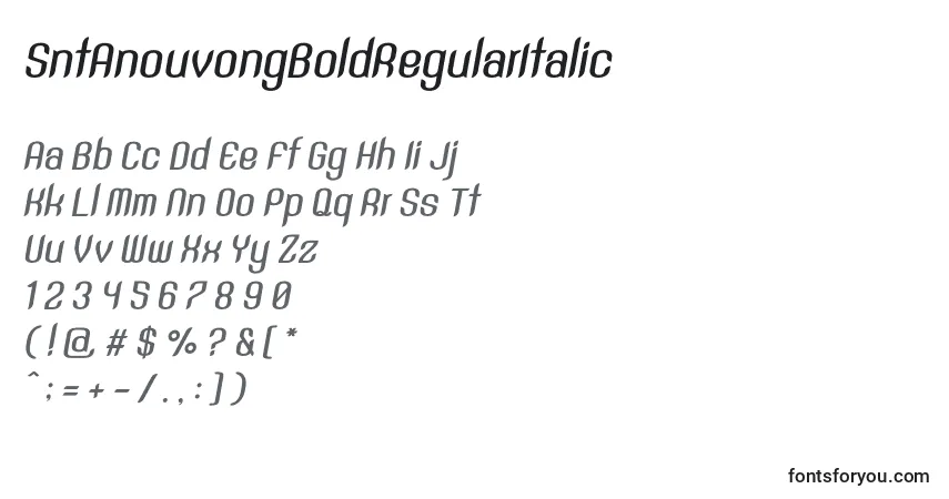 A fonte SntAnouvongBoldRegularItalic – alfabeto, números, caracteres especiais