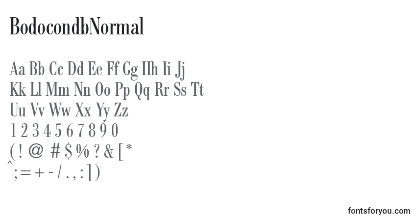 A fonte BodocondbNormal – alfabeto, números, caracteres especiais