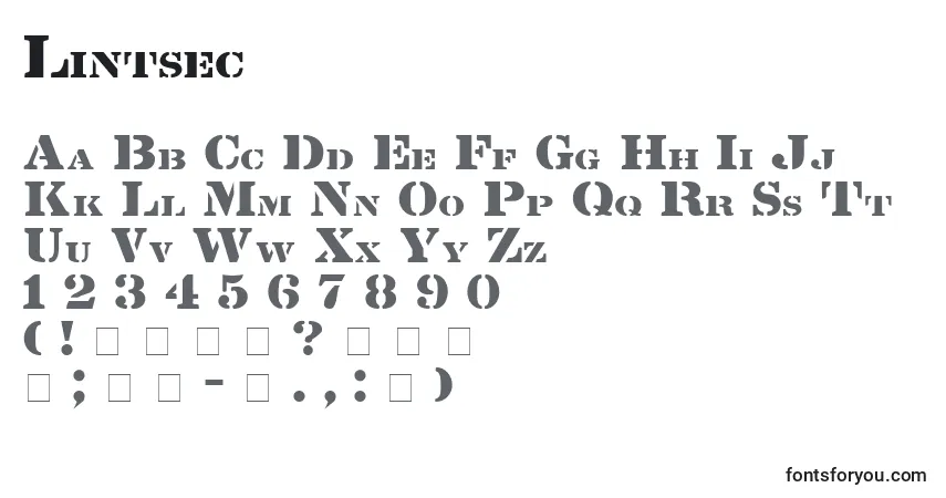 Lintsec-fontti – aakkoset, numerot, erikoismerkit