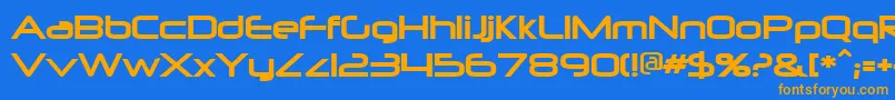 フォントNeuropolitical – オレンジ色の文字が青い背景にあります。