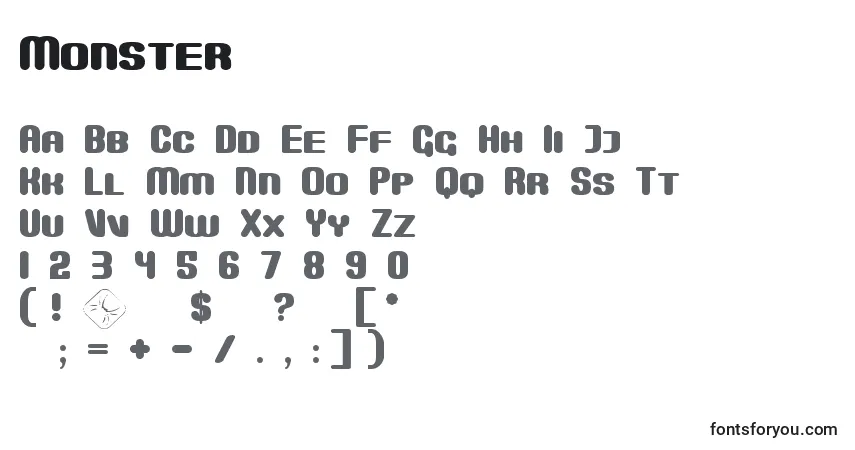 Шрифт Monster – алфавит, цифры, специальные символы
