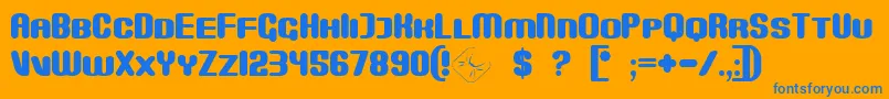 Monster Font – Blue Fonts on Orange Background