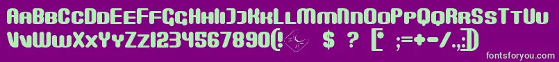 Monster-fontti – vihreät fontit violetilla taustalla