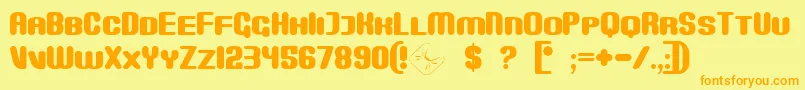 フォントMonster – オレンジの文字が黄色の背景にあります。
