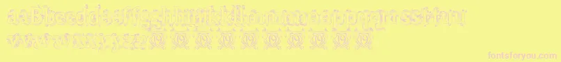 BeauregardHollow Font – Pink Fonts on Yellow Background