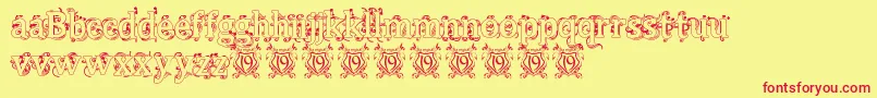 BeauregardHollow Font – Red Fonts on Yellow Background