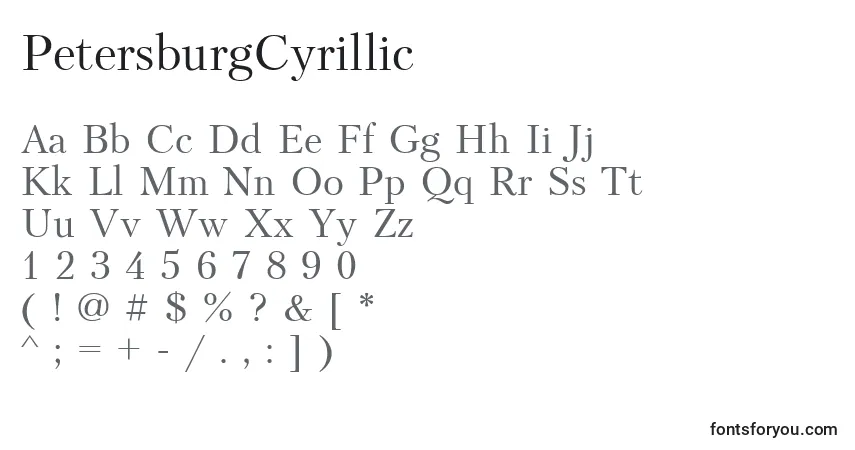 Schriftart PetersburgCyrillic – Alphabet, Zahlen, spezielle Symbole