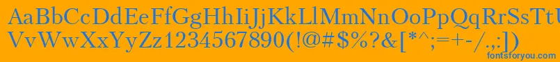 Czcionka PetersburgCyrillic – niebieskie czcionki na pomarańczowym tle