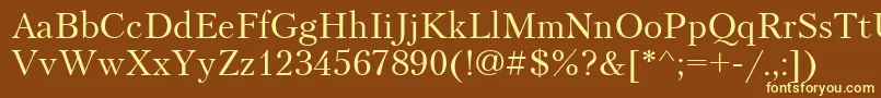 PetersburgCyrillic-fontti – keltaiset fontit ruskealla taustalla