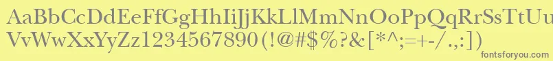 ItcNewBaskervilleLtRoman-Schriftart – Graue Schriften auf gelbem Hintergrund