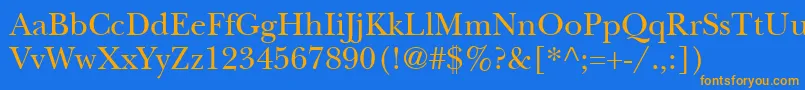 Weitere Informationen zur ItcNewBaskervilleLtRoman-Schriftart ItcNewBaskervilleLtRoman-Schriftart – Orangefarbene Schriften auf blauem Hintergrund