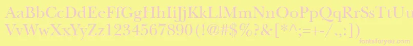 ItcNewBaskervilleLtRoman-fontti – vaaleanpunaiset fontit keltaisella taustalla