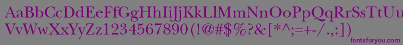 ItcNewBaskervilleLtRoman-fontti – violetit fontit harmaalla taustalla