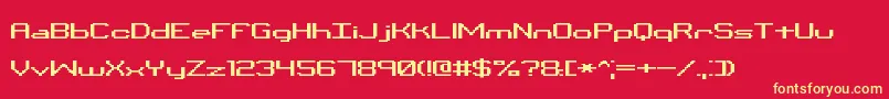 BinaryXChrBrk-fontti – keltaiset fontit punaisella taustalla