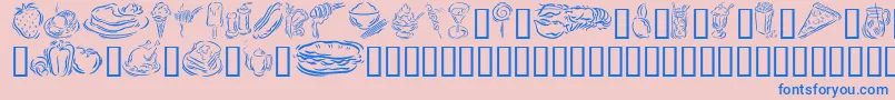 フォントGeStylizedFoods – ピンクの背景に青い文字
