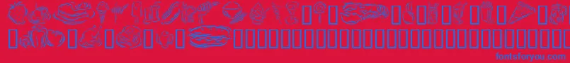 GeStylizedFoods Font – Blue Fonts on Red Background