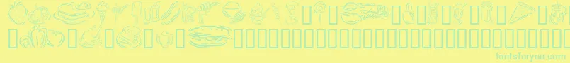 GeStylizedFoods Font – Green Fonts on Yellow Background