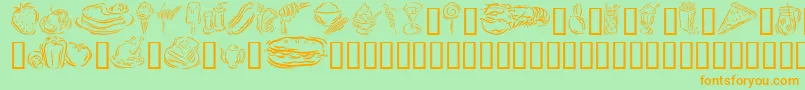 GeStylizedFoods Font – Orange Fonts on Green Background