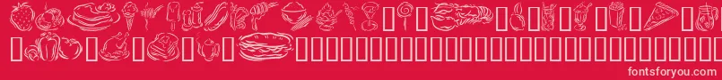 GeStylizedFoods-fontti – vaaleanpunaiset fontit punaisella taustalla