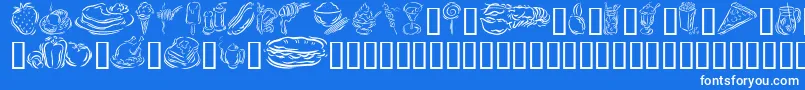 フォントGeStylizedFoods – 青い背景に白い文字