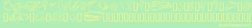 Czcionka GeStylizedFoods – żółte czcionki na zielonym tle