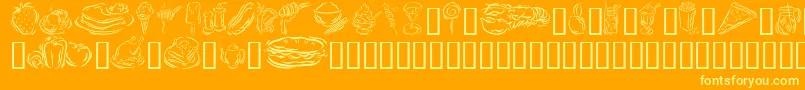 Czcionka GeStylizedFoods – żółte czcionki na pomarańczowym tle