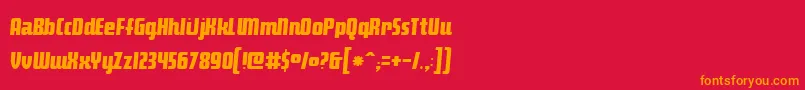 フォントMakio – 赤い背景にオレンジの文字