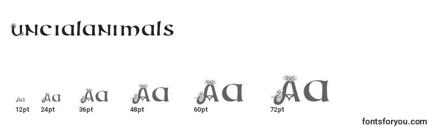Größen der Schriftart Uncialanimals