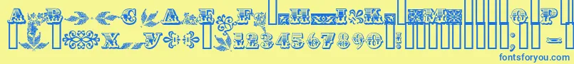 Шрифт Asylbekm05.Kz – синие шрифты на жёлтом фоне