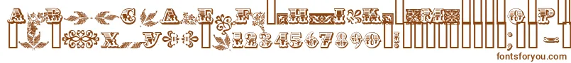フォントAsylbekm05.Kz – 白い背景に茶色のフォント