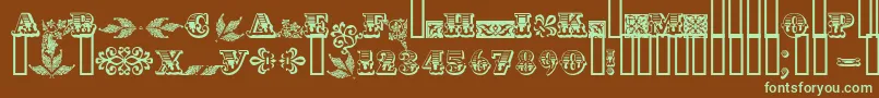Asylbekm05.Kz-fontti – vihreät fontit ruskealla taustalla