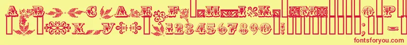 Fonte Asylbekm05.Kz – fontes vermelhas em um fundo amarelo
