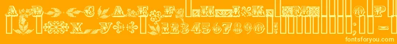 Asylbekm05.Kz-Schriftart – Gelbe Schriften auf orangefarbenem Hintergrund