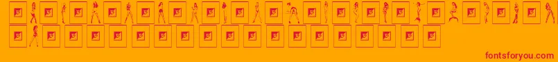 フォントCutiesByCarlos – オレンジの背景に赤い文字