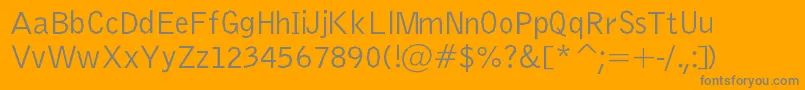Saiba mais sobre a fonte DelinquentRegular Fonte DelinquentRegular – fontes cinzas em um fundo laranja