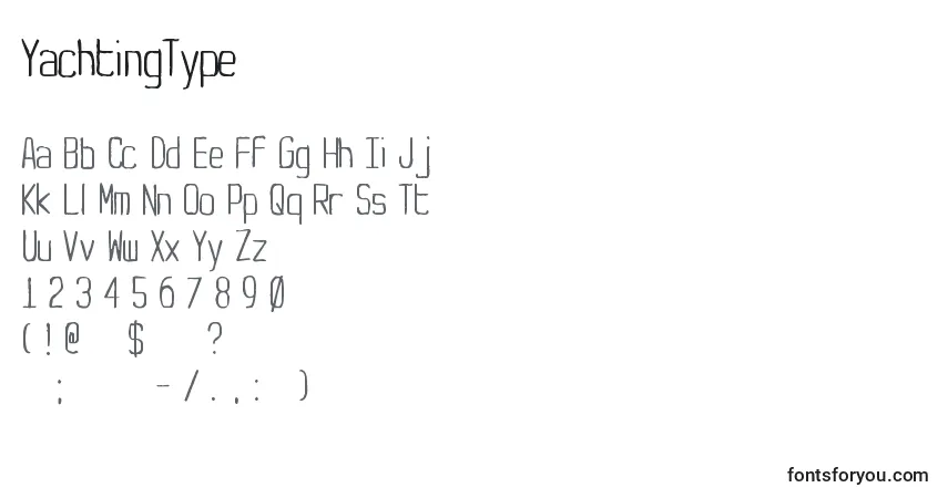 Schriftart YachtingType – Alphabet, Zahlen, spezielle Symbole
