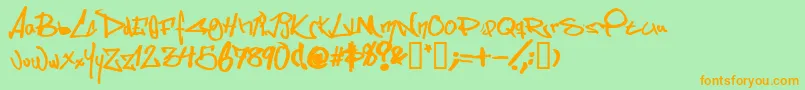 Somesb-Schriftart – Orangefarbene Schriften auf grünem Hintergrund