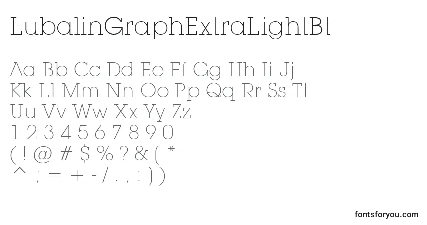 A fonte LubalinGraphExtraLightBt – alfabeto, números, caracteres especiais