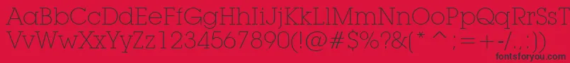 Fonte LubalinGraphExtraLightBt – fontes pretas em um fundo vermelho